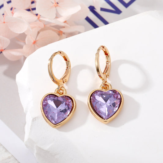 Heart Shape Earrings Purple